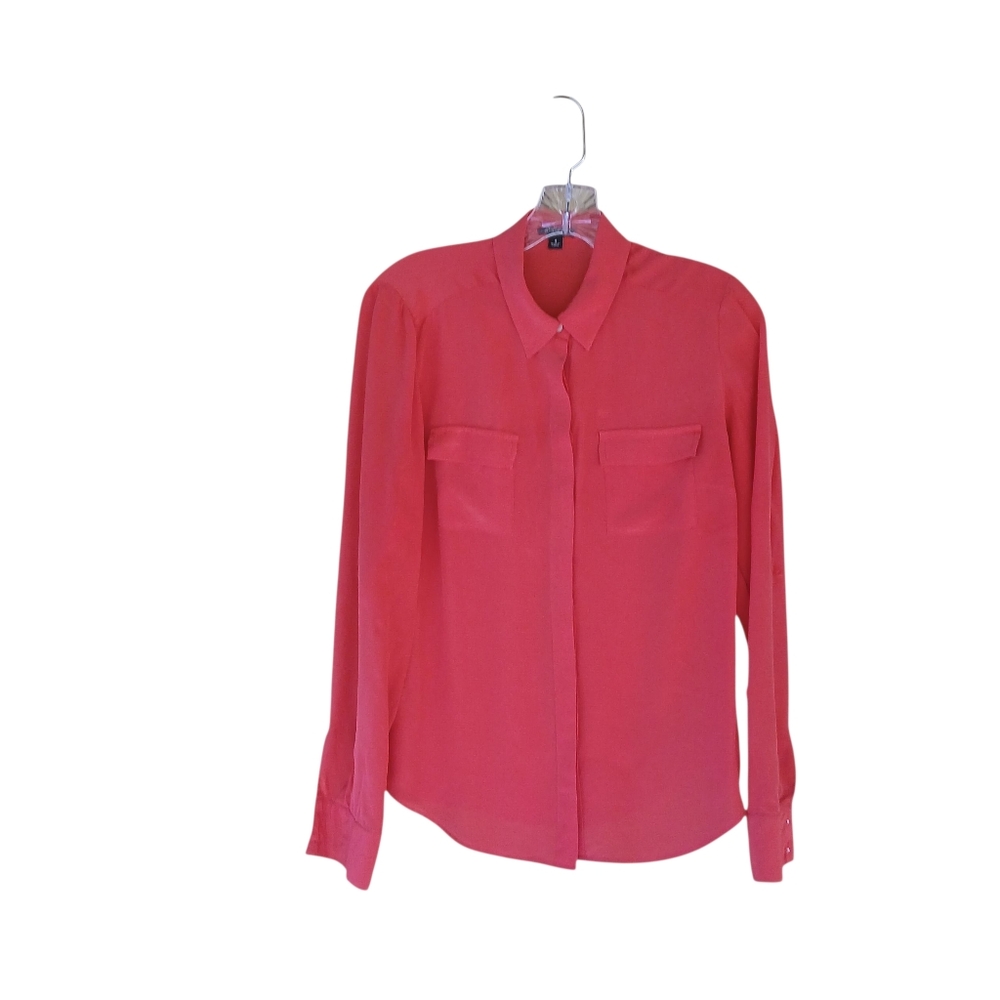 Ann Taylor Coral Pink Silk Shirt Size 4